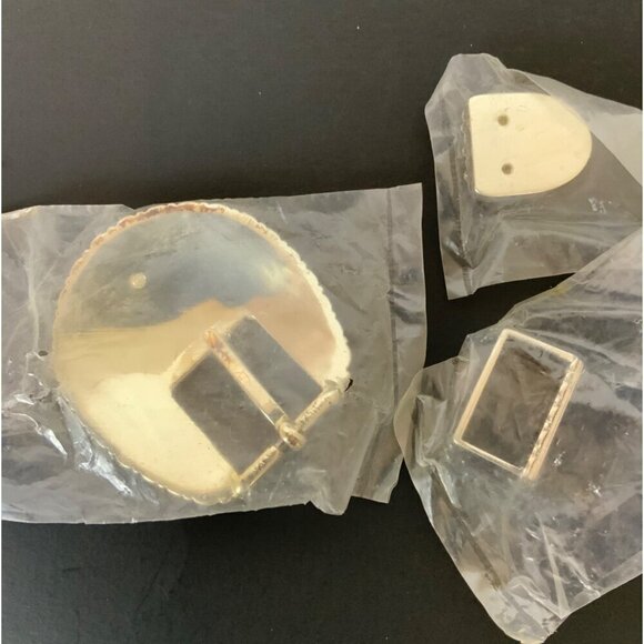 Vintage Tandy Leather Factory 3 Pc Western Belt Buckle Set 1 in Oval Silverplate - Picture 2 of 3